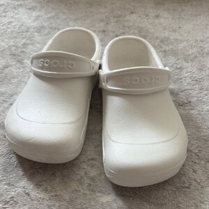 CROCS White Classic Clog Sandals with Heel Strap